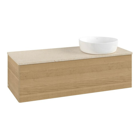 V&B Waschtischunterschrank mit Frontstruktur Antao 120x36x50cm, WBP-farbe botti., honey oak