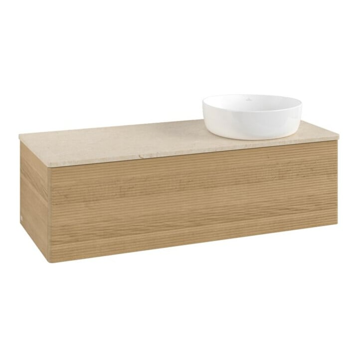 V&B Waschtischunterschrank mit Frontstruktur Antao 120x36x50cm, WBP-farbe botti., honey oak