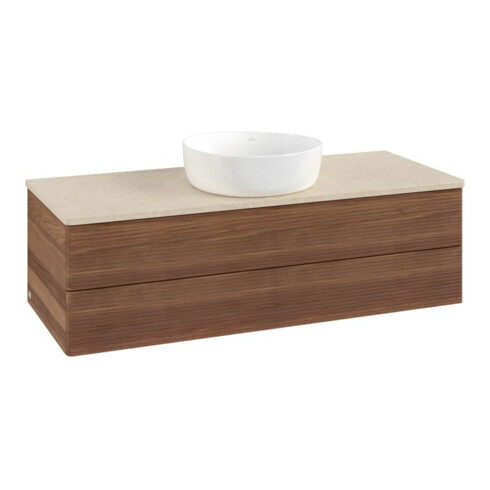 V&B Waschtischunterschrank mit Frontstruktur Antao 120x36x50cm, WBP-farbe botti., w. walnut