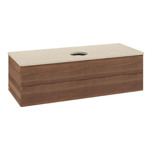 V&B Waschtischunterschrank mit Frontstruktur Antao 120x36x50cm, WBP-farbe botti., w. walnut