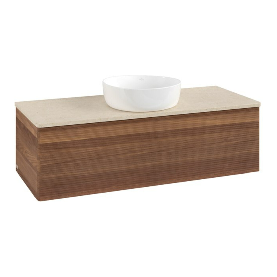 V&B Waschtischunterschrank mit Frontstruktur Antao 120x36x50cm, WBP-farbe botti., w. walnut