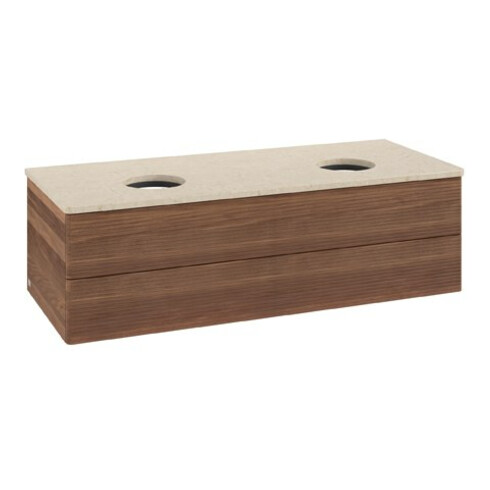 V&B Waschtischunterschrank mit Frontstruktur Antao 120x36x50cm, WBP-farbe botti., w. walnut