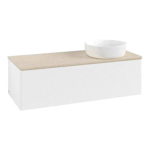 V&B Waschtischunterschrank mit Frontstruktur Antao 120x36x50cm, WBP-farbe botti., wh. m Lac