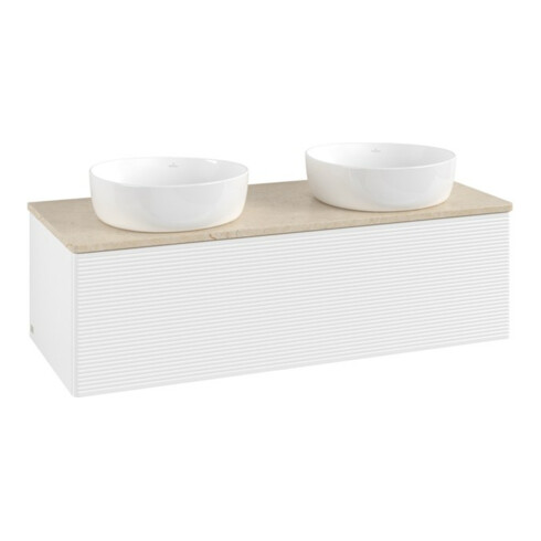 V&B Waschtischunterschrank mit Frontstruktur Antao 120x36x50cm, WBP-farbe botti., wh. m Lac