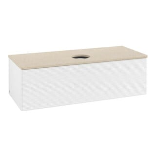 V&B Waschtischunterschrank mit Frontstruktur Antao 120x36x50cm, WBP-farbe botti., wh. m Lac