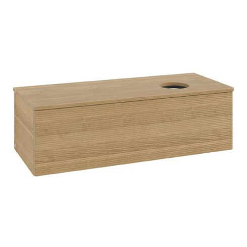 V&B Waschtischunterschrank mit Frontstruktur Antao 120x36x50cm, WBP-farbe hon. Oa, hon. oak