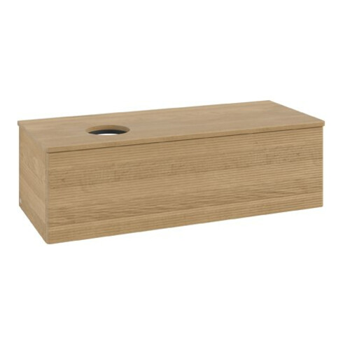 V&B Waschtischunterschrank mit Frontstruktur Antao 120x36x50cm, WBP-farbe hon. Oa, hon. oak
