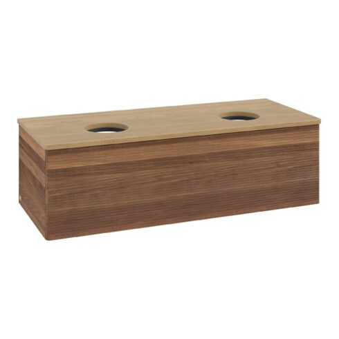 V&B Waschtischunterschrank mit Frontstruktur Antao 120x36x50cm, WBP-farbe hon. Oa, w. wal