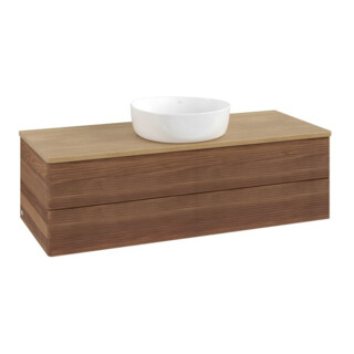 V&B Waschtischunterschrank mit Frontstruktur Antao 120x36x50cm, WBP-farbe hon. Oa, w. wal