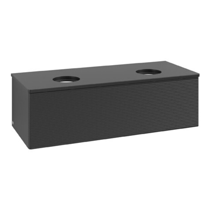 V&B Waschtischunterschrank mit Frontstruktur Antao 120x36x50cm, WBP-farbe Lac, bla m Lac
