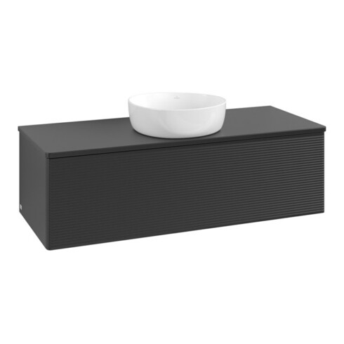 V&B Waschtischunterschrank mit Frontstruktur Antao 120x36x50cm, WBP-farbe Lac, bla m Lac
