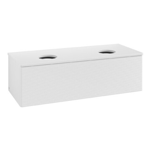 V&B Waschtischunterschrank mit Frontstruktur Antao 120x36x50cm, WBP-farbe Lac, glo wh. Lac