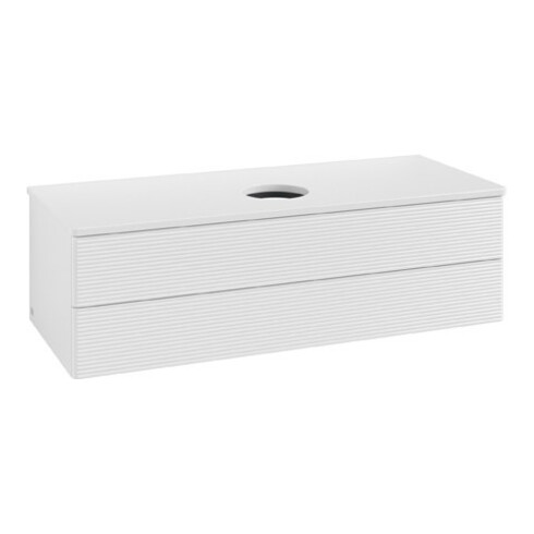 V&B Waschtischunterschrank mit Frontstruktur Antao 120x36x50cm, WBP-farbe Lac, glo wh. Lac