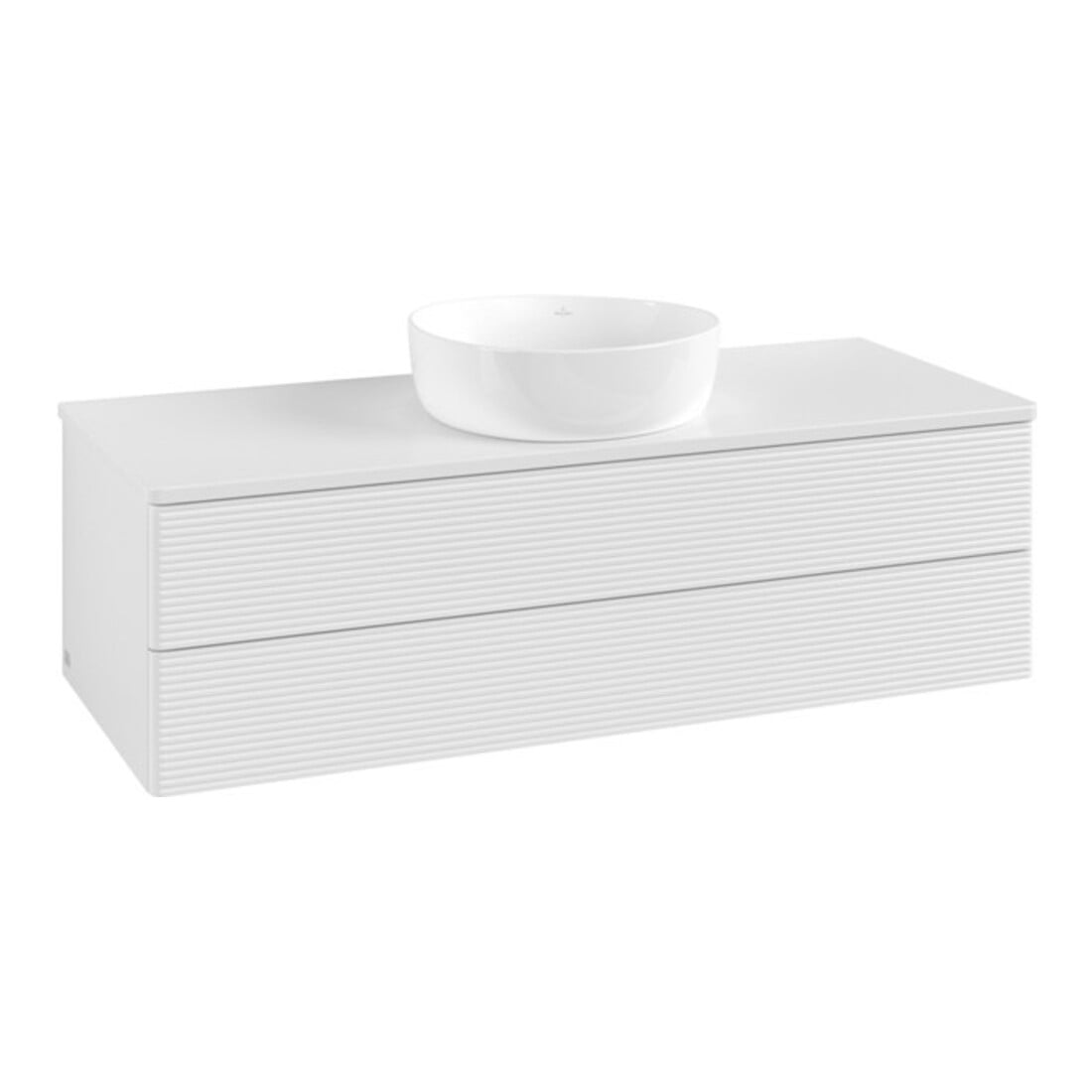V&B Waschtischunterschrank mit Frontstruktur Antao 120x36x50cm, WBP-farbe Lac, glo wh. Lac