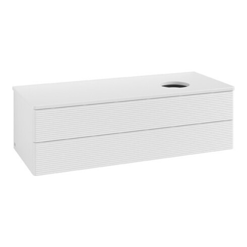 V&B Waschtischunterschrank mit Frontstruktur Antao 120x36x50cm, WBP-farbe Lac, glo wh. Lac