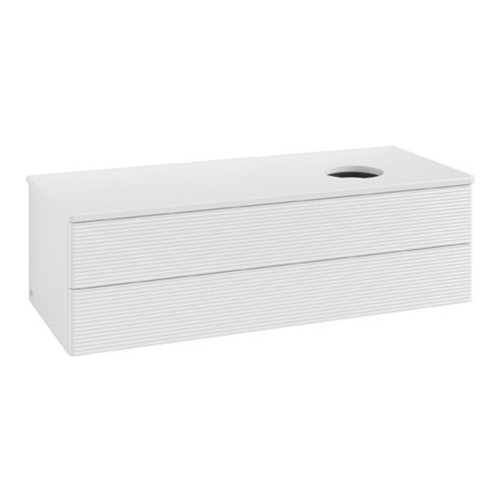 V&B Waschtischunterschrank mit Frontstruktur Antao 120x36x50cm, WBP-farbe Lac, glo wh. Lac