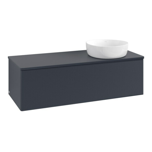 V&B Waschtischunterschrank mit Frontstruktur Antao 120x36x50cm, WBP-farbe Lac, md bl. m Lac
