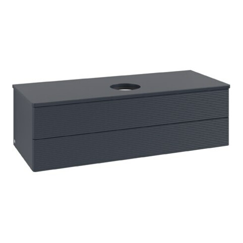 V&B Waschtischunterschrank mit Frontstruktur Antao 120x36x50cm, WBP-farbe Lac, md bl. m Lac