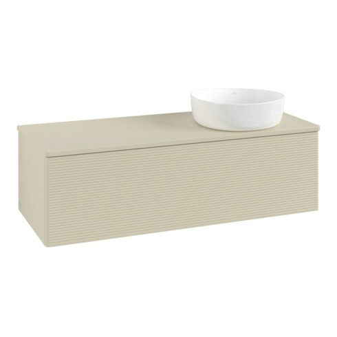 V&B Waschtischunterschrank mit Frontstruktur Antao 120x36x50cm, WBP-farbe Lac, si Gr m Lac