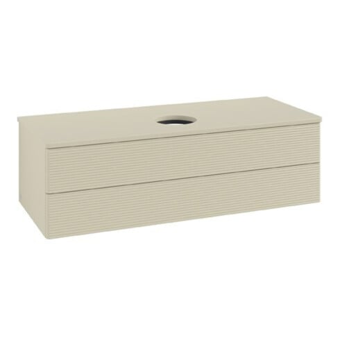V&B Waschtischunterschrank mit Frontstruktur Antao 120x36x50cm, WBP-farbe Lac, si Gr m Lac