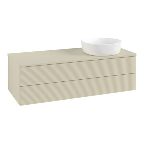 V&B Waschtischunterschrank mit Frontstruktur Antao 120x36x50cm, WBP-farbe Lac, si Gr m Lac