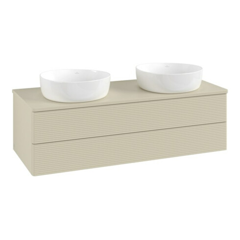 V&B Waschtischunterschrank mit Frontstruktur Antao 120x36x50cm, WBP-farbe Lac, si Gr m Lac