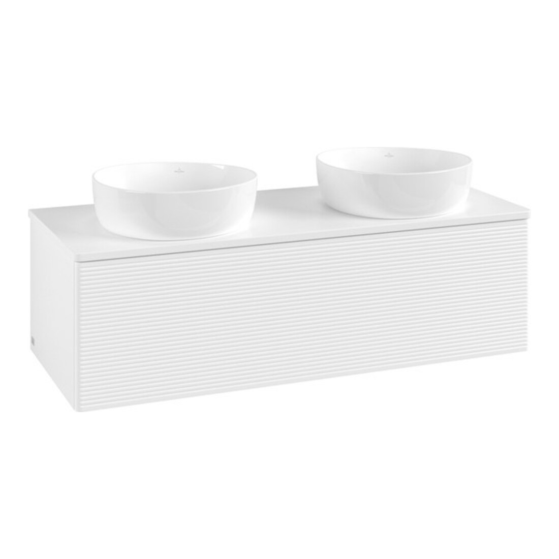 V&B Waschtischunterschrank mit Frontstruktur Antao 120x36x50cm, WBP-farbe Lac, wh. m Lac