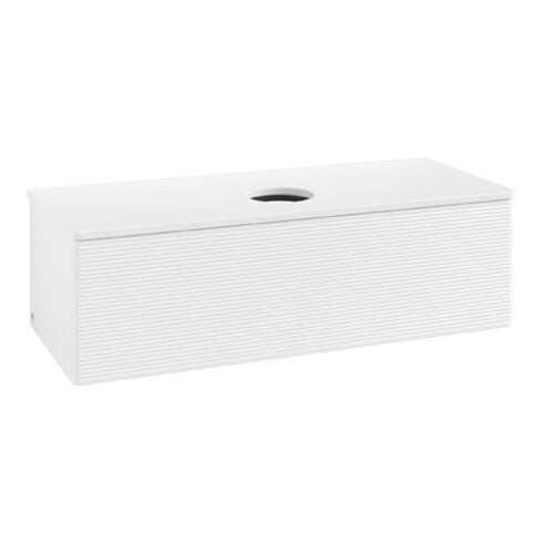 V&B Waschtischunterschrank mit Frontstruktur Antao 120x36x50cm, WBP-farbe Lac, wh. m Lac