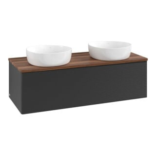 V&B Waschtischunterschrank mit Frontstruktur Antao 120x36x50cm, WBP-farbe w. wal, bla m Lac