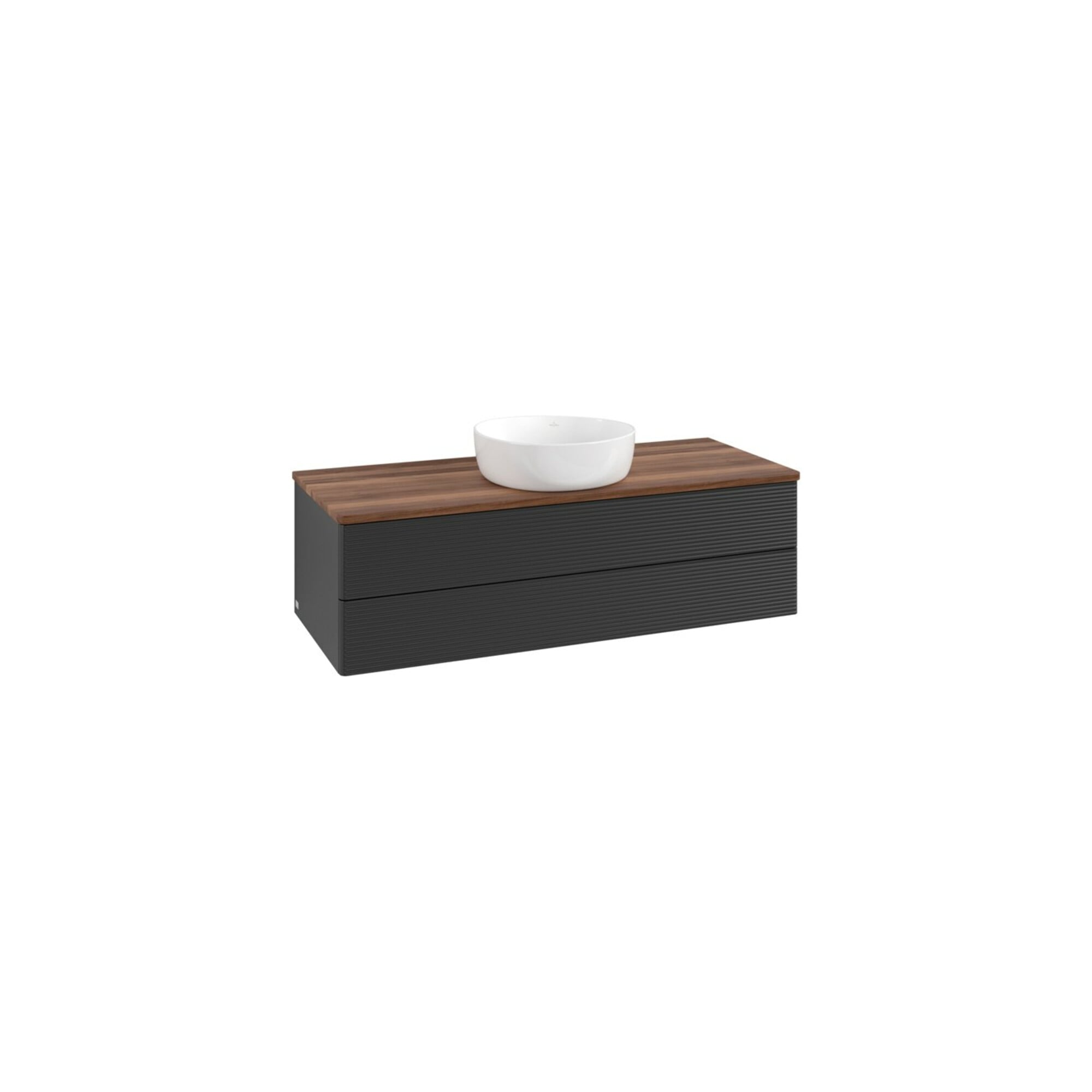 V&B Waschtischunterschrank mit Frontstruktur Antao 120x36x50cm, WBP-farbe w. wal, bla m Lac ; Villeroy & Boch