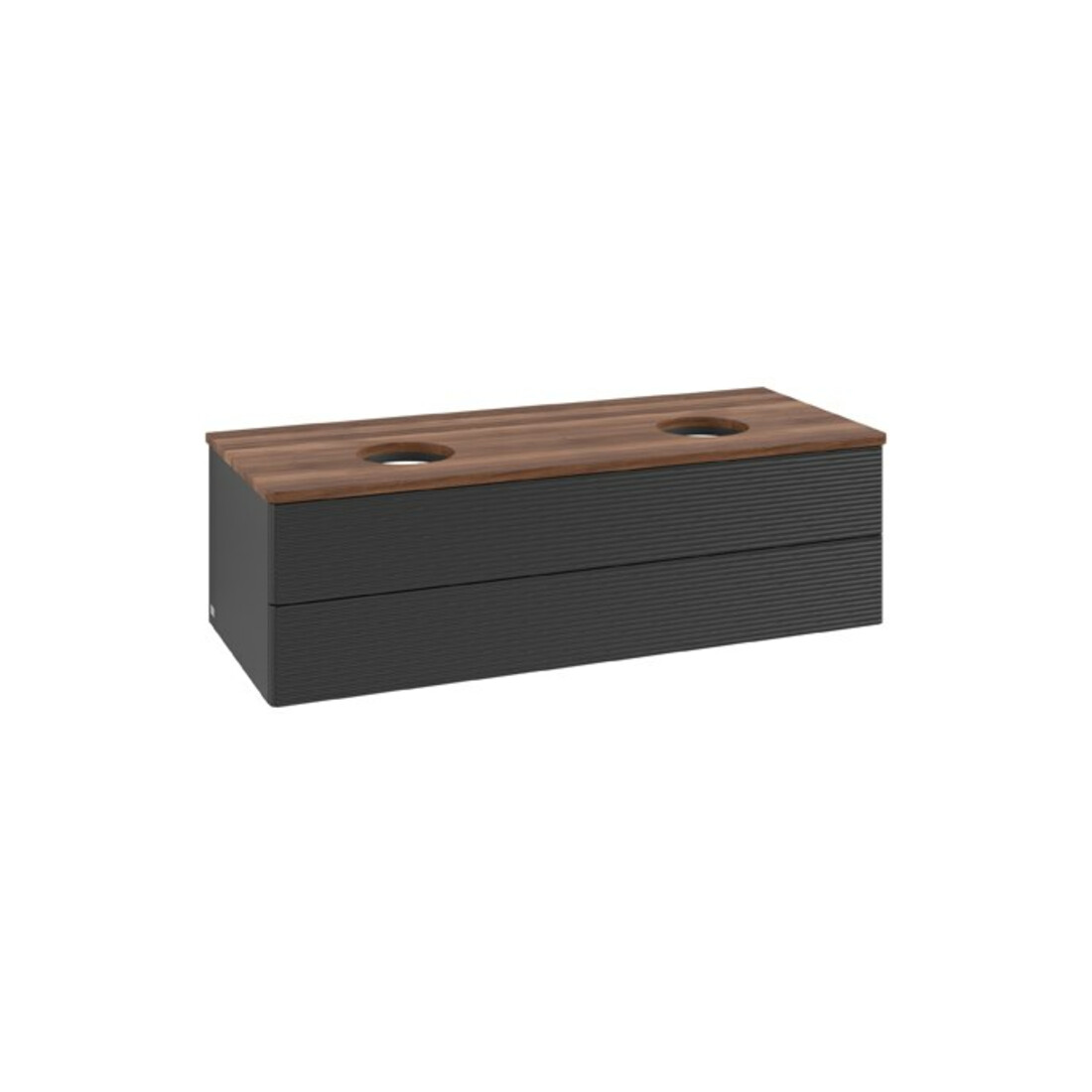 V&B Waschtischunterschrank mit Frontstruktur Antao 120x36x50cm, WBP-farbe w. wal, bla m Lac