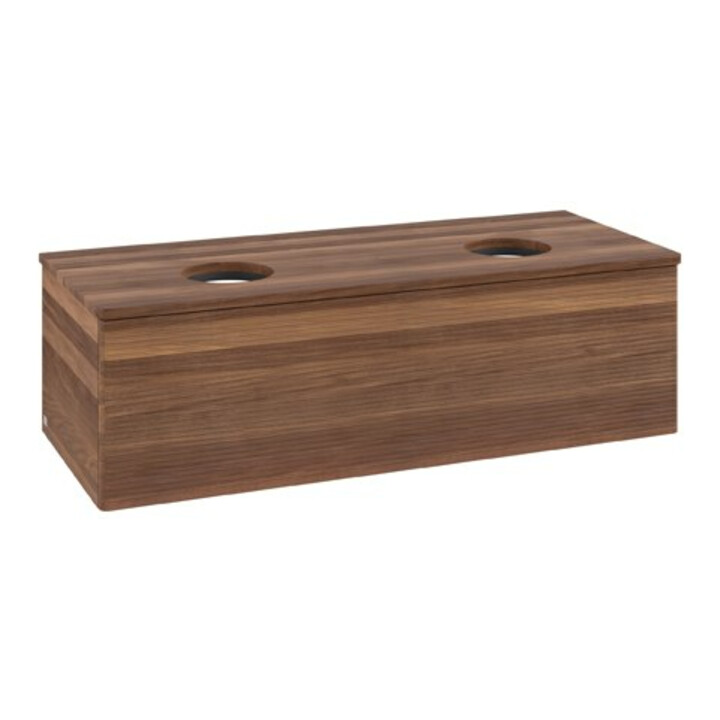 V&B Waschtischunterschrank mit Frontstruktur Antao 120x36x50cm, WBP-farbe w. wal, w. walnut