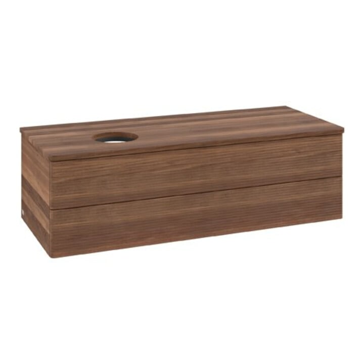 V&B Waschtischunterschrank mit Frontstruktur Antao 120x36x50cm, WBP-farbe w. wal, w. walnut