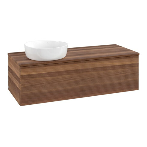 V&B Waschtischunterschrank mit Frontstruktur Antao 120x36x50cm, WBP-farbe w. wal, w. walnut