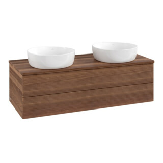 V&B Waschtischunterschrank mit Frontstruktur Antao 120x36x50cm, WBP-farbe w. wal, w. walnut