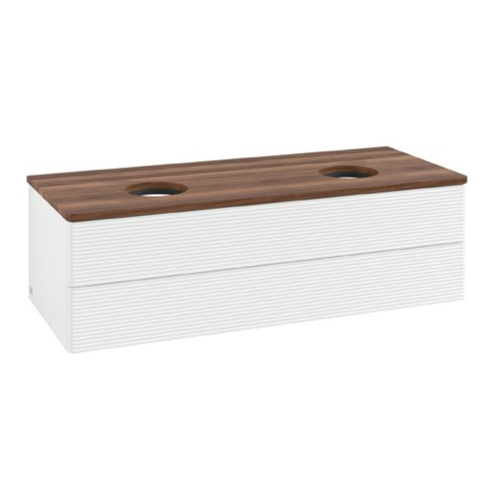 V&B Waschtischunterschrank mit Frontstruktur Antao 120x36x50cm, WBP-farbe w. wal, wh. m Lac