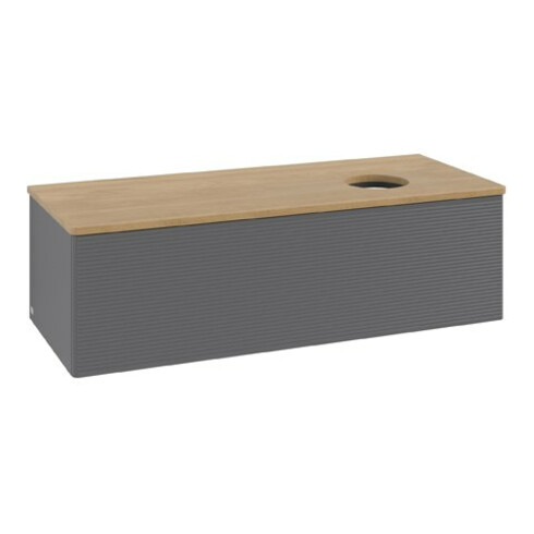 V&B Waschtischunterschrank mit Frontstruktur Antao 120x36x50cm, WBP hon. Oa, Anthrac. m Lac