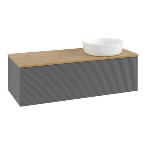 V&B Waschtischunterschrank mit Frontstruktur Antao 120x36x50cm, WBP hon. Oa, Anthrac. m Lac