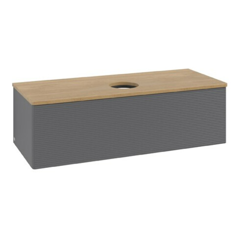 V&B Waschtischunterschrank mit Frontstruktur Antao 120x36x50cm, WBP hon. Oa, Anthrac. m Lac