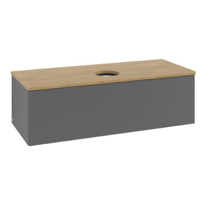 V&B Waschtischunterschrank mit Frontstruktur Antao 120x36x50cm, WBP hon. Oa, Anthrac. m Lac