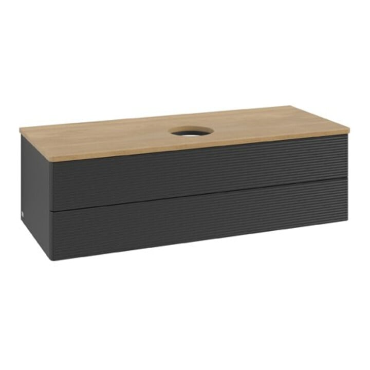 V&B Waschtischunterschrank mit Frontstruktur Antao 120x36x50cm, WBP hon. Oa, bla m Lac