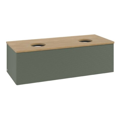 V&B Waschtischunterschrank mit Frontstruktur Antao 120x36x50cm, WBP hon. Oa, lea gre. m Lac