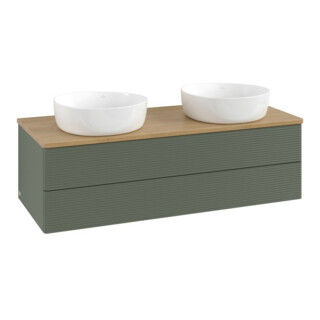V&B Waschtischunterschrank mit Frontstruktur Antao 120x36x50cm, WBP hon. Oa, lea gre. m Lac