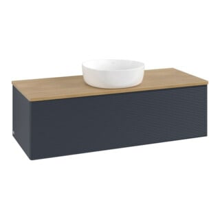 V&B Waschtischunterschrank mit Frontstruktur Antao 120x36x50cm, WBP hon. Oa, md bl. m Lac
