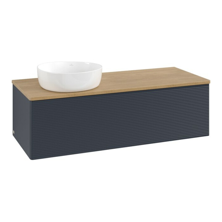 V&B Waschtischunterschrank mit Frontstruktur Antao 120x36x50cm, WBP hon. Oa, md bl. m Lac