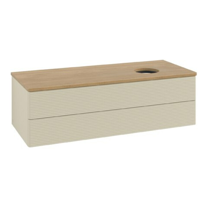 V&B Waschtischunterschrank mit Frontstruktur Antao 120x36x50cm, WBP hon. Oa, si Gr m Lac