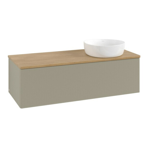 V&B Waschtischunterschrank mit Frontstruktur Antao 120x36x50cm, WBP hon. Oa, st. Gr m Lac