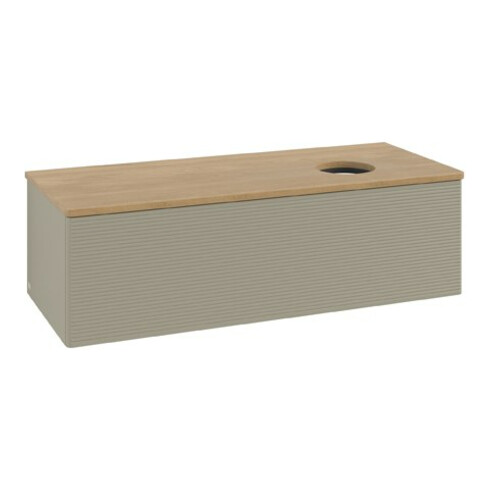 V&B Waschtischunterschrank mit Frontstruktur Antao 120x36x50cm, WBP hon. Oa, st. Gr m Lac