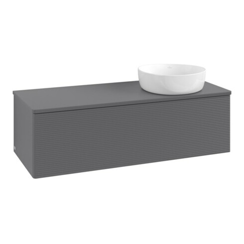 V&B Waschtischunterschrank mit Frontstruktur Antao 120x36x50cm, WBP Lac, Anthrac. m Lac
