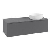 V&B Waschtischunterschrank mit Frontstruktur Antao 120x36x50cm, WBP Lac, Anthrac. m Lac
